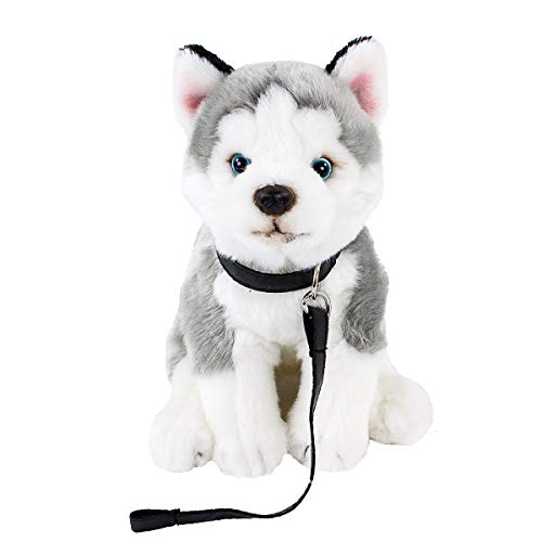 Teddys Rothenburg Peluche Husky con cuerda sentado gris/blanco, 25 cm (sin cola)