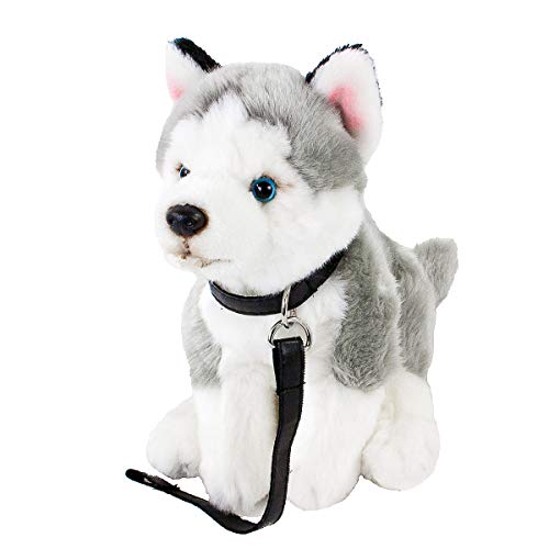 Teddys Rothenburg Peluche Husky con cuerda sentado gris/blanco, 25 cm (sin cola)