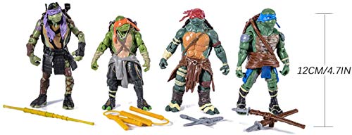 Teenage Mutant Ninja Turtles Suit 4 Figuras de Acción de PVC Teenage Mutant Ninja Turtles, Adecuado La Colección de Cumpleaños de Niños, 4.8 Pulgadas