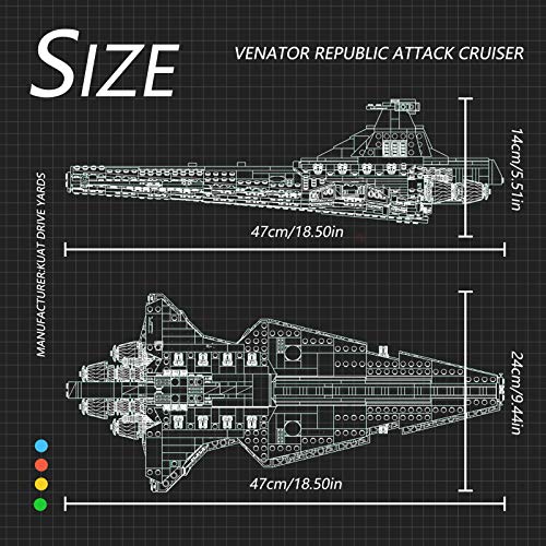 Tenhorses Space Wars Nave Espacial Maqueta Cruzador de Destructor Imperial Bloques de Construcción Venator Star República Attack Cruiser Set de Construcción de Colección（818 Piezas）