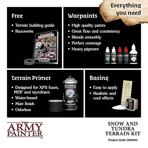 The Army Painter GameMaster Snow & Tundra Terrain Kit compatible con Xps Foam Warhammer Terrain Warhammer 40k Starter Sets, Color Primer Army Pintor Kit de pintura y materiales Diorama