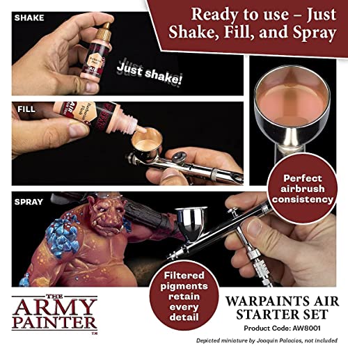 The Army Painter Warpaint Air Starter Set – Juego de pintura de aerógrafo a base de agua no tóxica – pintura e imprimación para juego de rol de mesa, juegos de mesa y pintura de modelos en miniatura