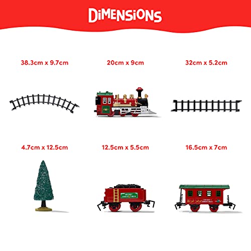 THE TWIDDLERS Juego De Tren De Navidad De 15 Piezas, Tren De Juguete Festivo A Pilas con Vías Y Divertidos Accesorios