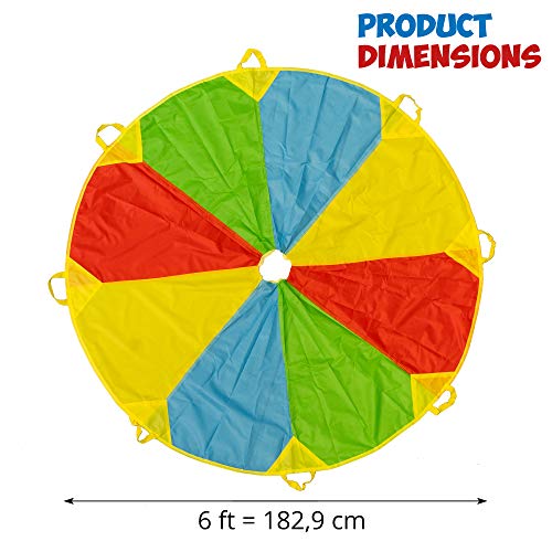 THE TWIDDLERS Paracaídas Arcoíris con 8 Asas para Niños - 6 pies/183cm