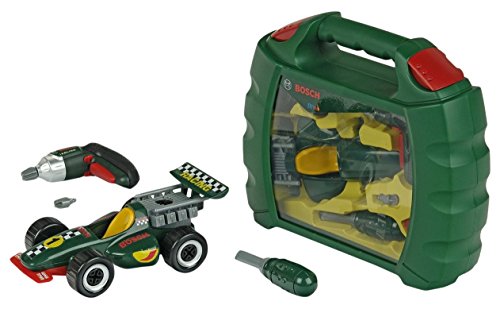 Theo Klein 8375 Maletín Grand Prix con Ixolino de Bosch, Con destornillador eléctrico Ixolino a pilas, Coche de carreras desmontable en 10 piezas, Medidas: 32 cm x 26 cm x 9 cm,