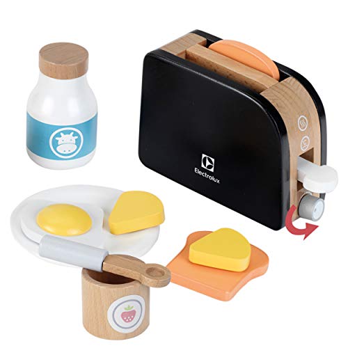 Theo Klein- Tostadora Electrolux de Madera I Incluye rebanadas de Pan, Mantequilla y Mucho más I Accesorios cocinas Medidas: 14,5 cm x 5 cm x 10 cm I Juguete para niños a Partir de 3 años (7400)