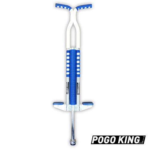 Think Gizmos Palo Saltador Pogo para Jinetes 80lbs A 160lbs - Saltador Pogo King Palo para Niños Y Niñas (y Adultos Ligeros) - Calidad De Construcción Sólida (Azul y Blanco)