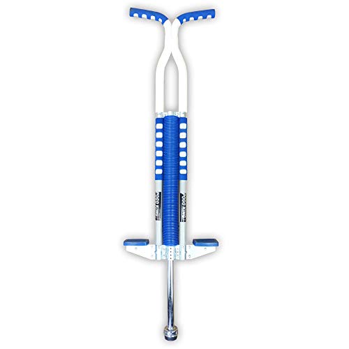 Think Gizmos Palo Saltador Pogo para Jinetes 80lbs A 160lbs - Saltador Pogo King Palo para Niños Y Niñas (y Adultos Ligeros) - Calidad De Construcción Sólida (Azul y Blanco)