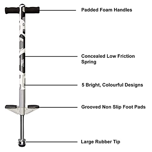 Think Gizmos Pogo Stick para niños - Saltadores para niños Modelo Aero Advantage - Juguetes niño 5 años a 10 años MAX 36 kg - Stick Jumper (Blanco y Negro)