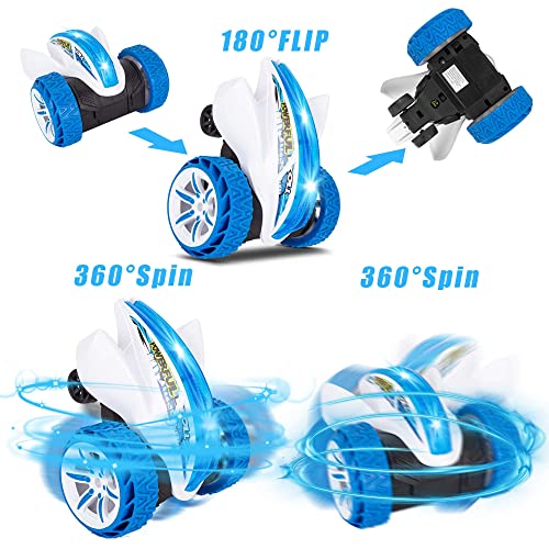 ThinkMax Coche de Carreras Teledirigido para niños, 2,4 GHz, giro de 360 ° e Inclinación, Juguete de coche con 2 Pilas-Azul