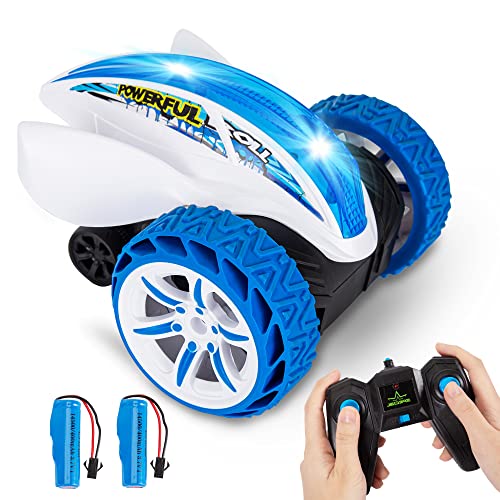 ThinkMax Coche de Carreras Teledirigido para niños, 2,4 GHz, giro de 360 ° e Inclinación, Juguete de coche con 2 Pilas-Azul