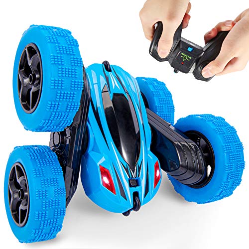 ThinkMax Coche Teledirigido, 2.4 GHz Coche de Control Remoto 4WD RC Stunt Car, Rotación Volteo De 360 ° 6 A 12 Años para Niños Regalos