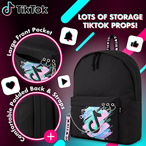 TikTok Mochilas Escolares, Mochila Niña y Adolescente, Mochilas Escolares Juveniles, Regalos para Niñas (Negro)