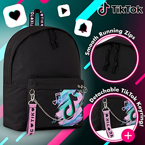 TikTok Mochilas Escolares, Mochila Niña y Adolescente, Mochilas Escolares Juveniles, Regalos para Niñas (Negro)