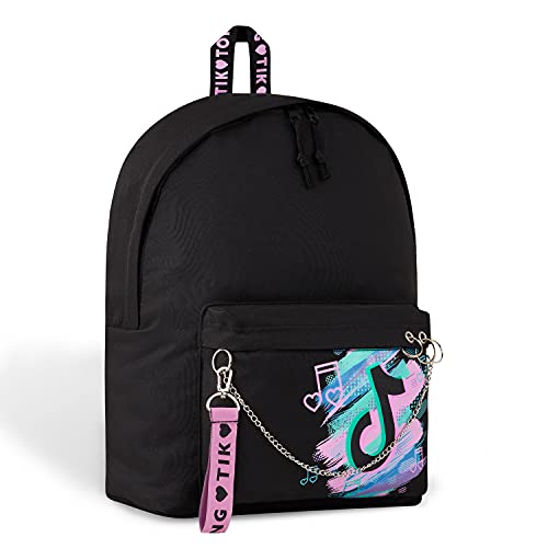 TikTok Mochilas Escolares, Mochila Niña y Adolescente, Mochilas Escolares Juveniles, Regalos para Niñas (Negro)