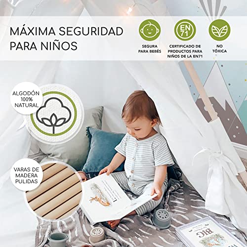 Tipi Infantil - Tienda campaña infantil - tipi infantil grande - tienda tipi infantil con colchoneta - Tipi indio para niños - tienda de campaña infantil - tiendas infantiles para niños