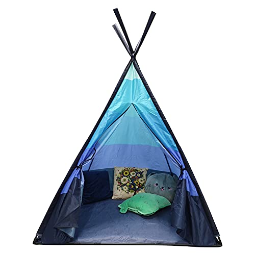 Tipi Infantil Tipi Indio para ninos de Poliéster Tienda Campaña Portátil para Interiores y Exteriores,110x110x152 cm (Azul Claro)