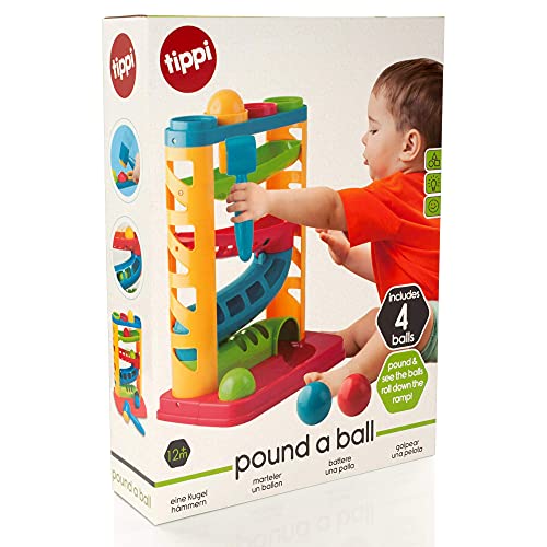 Tippi Pound a Ball Racer - Juguete para soltar Bolas para bebés o niños pequeños - Martillo y 4 Pelotas de Juego - Adecuado a Partir de 12 Meses +