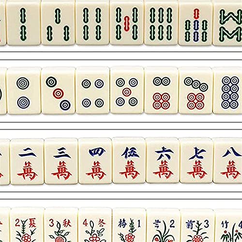 Tiyabdu Juegos de Azulejos más nuevos Mahjong Setyellow Caja de Aluminio Diseño Arco Pulido Mahjong Confortable Sienta Mahjong Manual de enseñanza Fácil de Llevar Mahjong (Color: B, Tamaño: 34 * 16 *