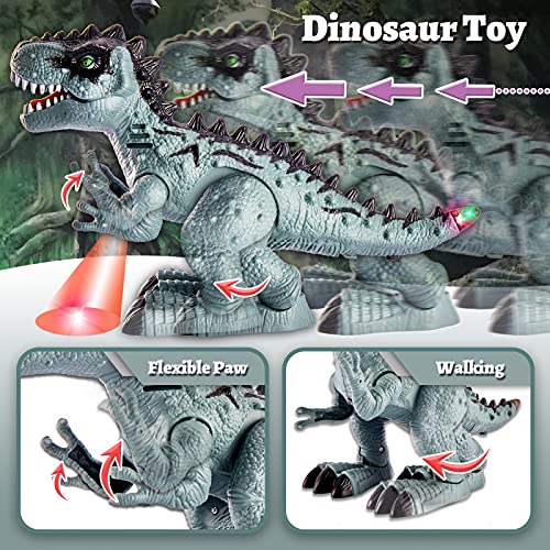 TOEY PLAY Juguete de Dinosaurio T Rex, Figuras de Dinosaurios Juguetes con Sonido, Caminando, Regalos para Niños Niñas 3 4 5 Años