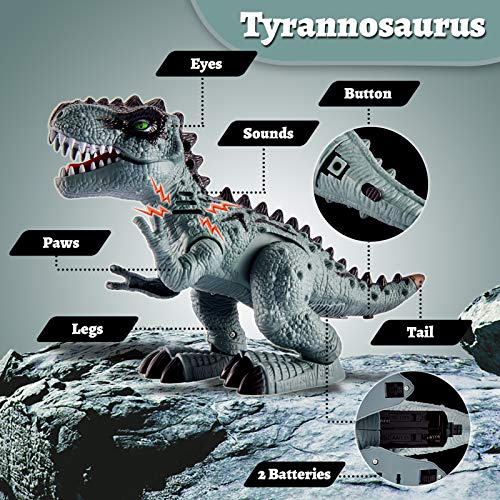 TOEY PLAY Juguete de Dinosaurio T Rex, Figuras de Dinosaurios Juguetes con Sonido, Caminando, Regalos para Niños Niñas 3 4 5 Años