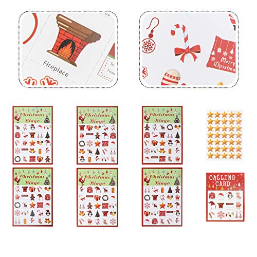 Tomaibaby 37Pcs Navidad Juego de Bingo para Niños 24 Juegos de Mesa de Bingo de Xmas Juegos de Mesa para Fiesta Familiar Grupo Grande Favor de La Fiesta Escuela de Clase de Escuela Rojo