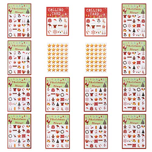 Tomaibaby 37Pcs Navidad Juego de Bingo para Niños 24 Juegos de Mesa de Bingo de Xmas Juegos de Mesa para Fiesta Familiar Grupo Grande Favor de La Fiesta Escuela de Clase de Escuela Rojo