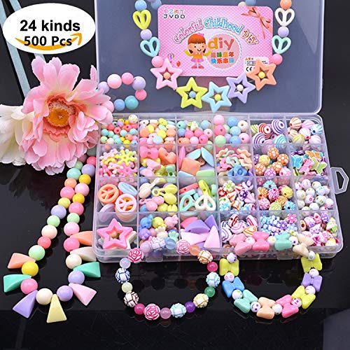 Topways® Niños Bricolaje Conjunto de Cuentas Juego de Cuentas Bricolaje para niños, Cuentas Coloridas para Hacer Joyas para Niños Pulseras de Bricolaje Cuentas de Collares (Color Primavera)