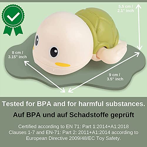 Tortuga de Cuerda para Bebé Baño Juguetes para Niños, Set de 3, Certificado Libre de BPA y Sin Contaminantes, Sin Moho, a Partir de 6 Meses, Ejercicios Habilidades Motoras Finas y Fuerza de Agarre