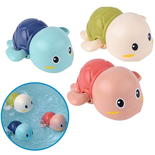 Tortuga de Cuerda para Bebé Baño Juguetes para Niños, Set de 3, Certificado Libre de BPA y Sin Contaminantes, Sin Moho, a Partir de 6 Meses, Ejercicios Habilidades Motoras Finas y Fuerza de Agarre