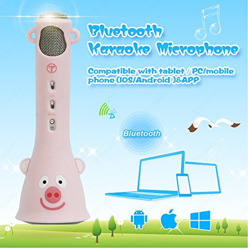 TOSING X3 Karaoke Micrófono para niños inalámbrico Micrófono Singing Machine compatible con iPhone/iPad/Tablet/teléfono inteligente Android, el mejor regalo para niños y niñas cumpleaños (Rosado)