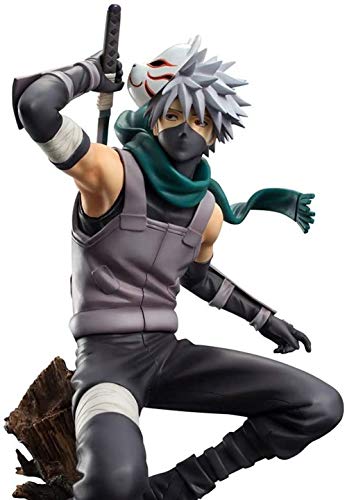 TOSRB 2Piezas Naruto Hatake Kakashi Figura Estatua ? Kakashi con máscara ? 21cm ?8.2 Pulgadas? ? Colección de Regalos de cumpleaños para niños y Adultos Modelo de Juguete