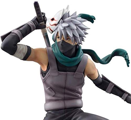 TOSRB 2Piezas Naruto Hatake Kakashi Figura Estatua ? Kakashi con máscara ? 21cm ?8.2 Pulgadas? ? Colección de Regalos de cumpleaños para niños y Adultos Modelo de Juguete