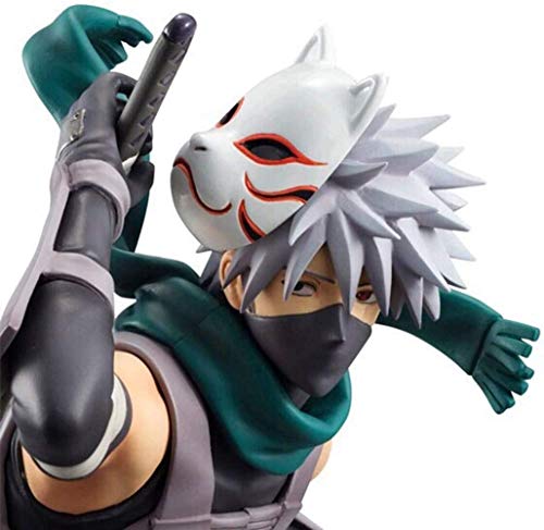 TOSRB 2Piezas Naruto Hatake Kakashi Figura Estatua ? Kakashi con máscara ? 21cm ?8.2 Pulgadas? ? Colección de Regalos de cumpleaños para niños y Adultos Modelo de Juguete