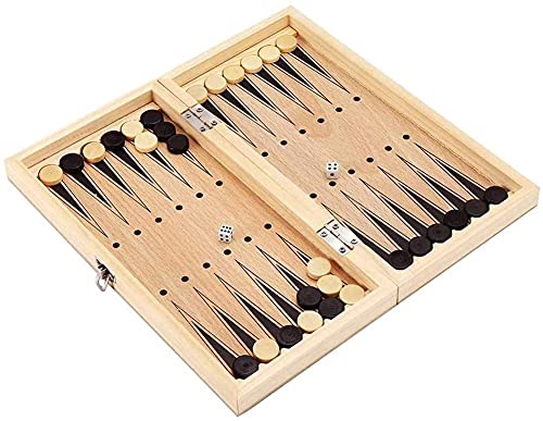 Towinle Ajedrez Juego Plegable Juego de Ajedrez de Madera 3 en 1 Tablero de Ajedrez de Madera Juego de Damas Juego de Backgammon Ideal para niños y Adultos Juegos al Aire Libre o Regalos