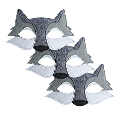 TOYANDONA 3 Piezas Mascarilla de Lobo Fieltro Máscaras de Animales Accesorios para Fiestas de Disfraces Favores para Fiestas de Cumpleaños