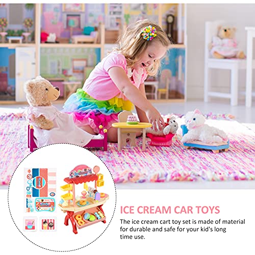 TOYANDONA Carrito de Helados Juguetes Mini Camión de Helados Juguetes de Simulación de Helado Coche de Venta de Comida con Helado Piruleta de Caramelo Juego de Simulación de Escuela para