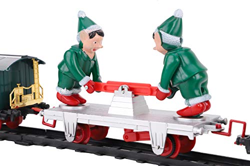 TOYLAND® - Juego de Trenes navideños a batería de 152 cm con Elfos móviles, Luces y Sonido