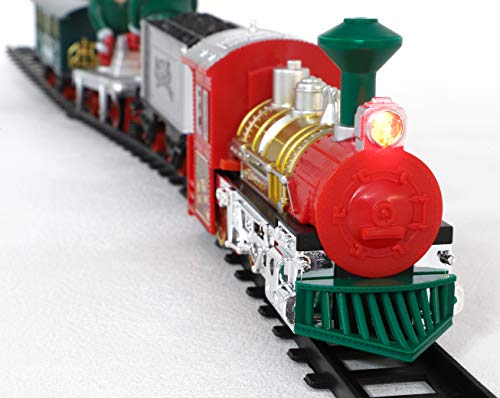 TOYLAND® - Juego de Trenes navideños a batería de 152 cm con Elfos móviles, Luces y Sonido