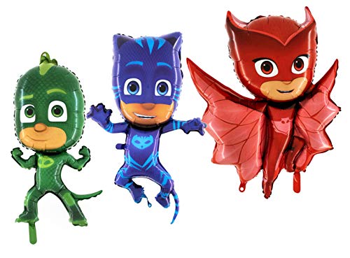 Toyland® Pack de 3 globos de lámina de máscara PJ – Owlette, Ghekko & CatBoy – PJ Mask Gifts