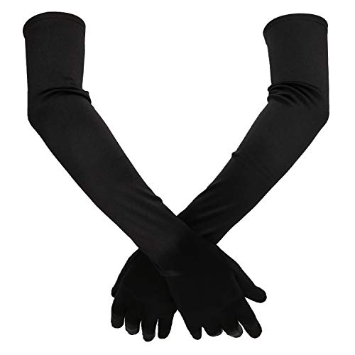 TOYMIS 54 CM Guantes de Satén con Codo Largo Guantes de ópera Elásticos de Los Años 20 Guantes de Baile de Fiesta de Noche para Mujeres Niñas