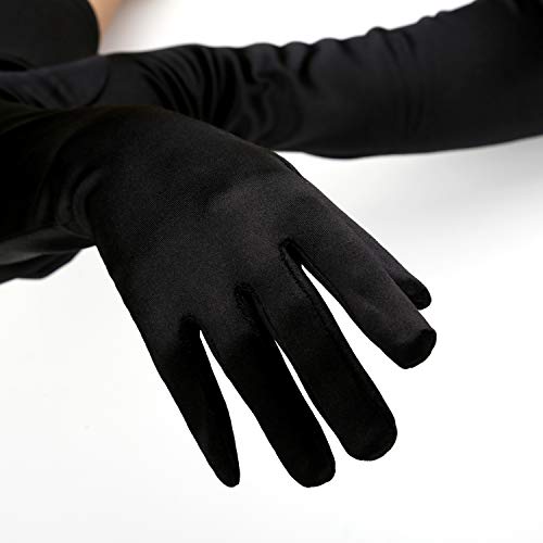 TOYMIS 54 CM Guantes de Satén con Codo Largo Guantes de ópera Elásticos de Los Años 20 Guantes de Baile de Fiesta de Noche para Mujeres Niñas