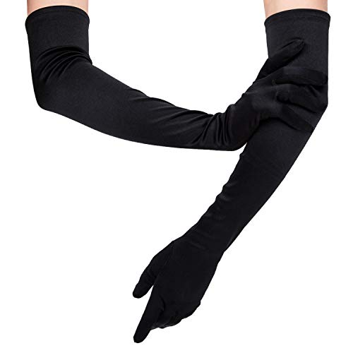 TOYMIS 54 CM Guantes de Satén con Codo Largo Guantes de ópera Elásticos de Los Años 20 Guantes de Baile de Fiesta de Noche para Mujeres Niñas