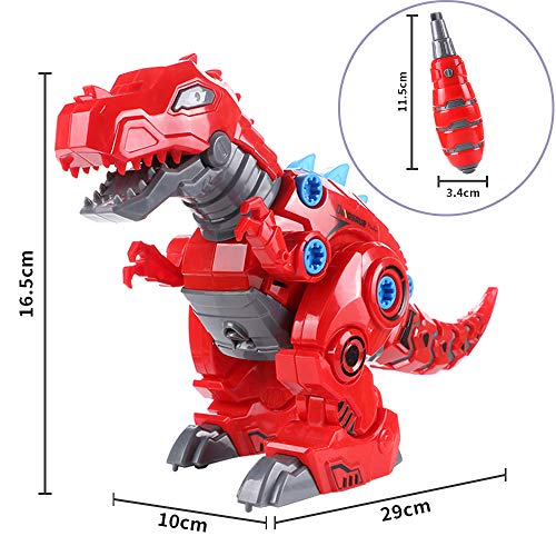 Toyssa Dinosaurio Juguete Caminar con LED Luz y Realista Sonido T-Rex Dinosaurios Cumpleaños para Niños y Niñas 3 4 5 6 Años (Rojo)