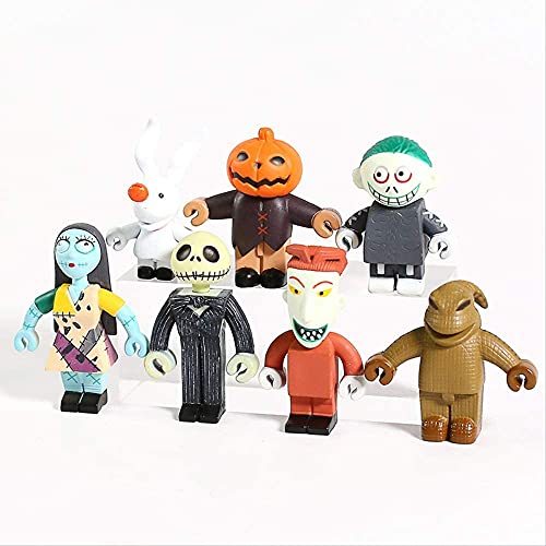 TQGG La Pesadilla Antes de Navidad Jack Skellington Sally Lock Barrel Oogie Boogie Mini Figuras de PVC Juguetes 7 unids/Set