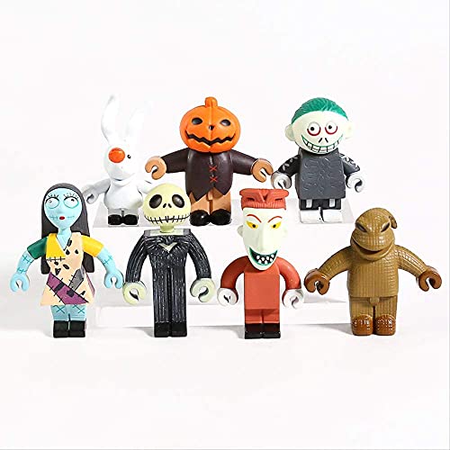 TQGG La Pesadilla Antes de Navidad Jack Skellington Sally Lock Barrel Oogie Boogie Mini Figuras de PVC Juguetes 7 unids/Set