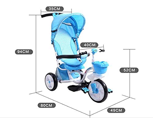 Triciclo para bebés Triciclo Cochecitos plegable Carrito para bebés Bic para niños de 1 a 6 años Bicicleta para bebés / Bicicleta para bebés Carrito para niños con carrito para niños （Azul） s para