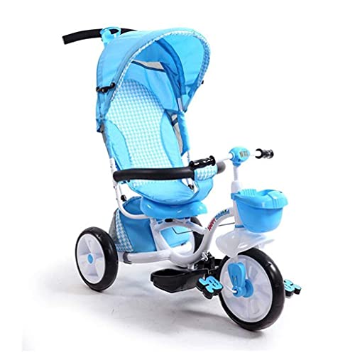 Triciclo para bebés Triciclo Cochecitos plegable Carrito para bebés Bic para niños de 1 a 6 años Bicicleta para bebés / Bicicleta para bebés Carrito para niños con carrito para niños （Azul） s para