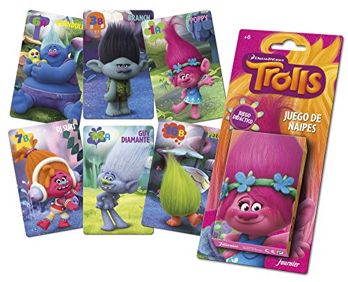 TROLLS Baraja De Cartas Infantil, Multicolor (Naipes Heraclio Fournier 1034791)