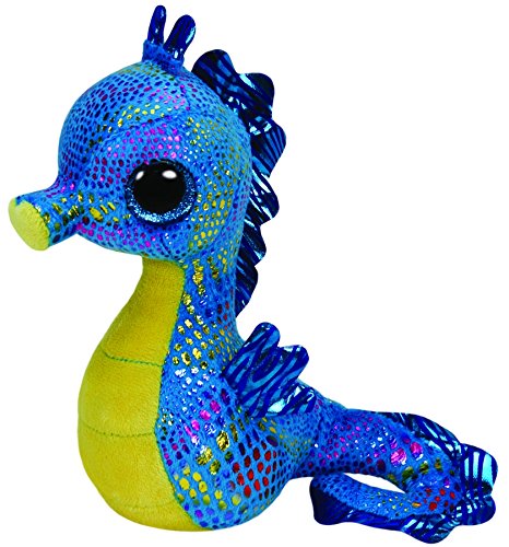 TY - Peluche caballito de mar, 15 cm, color azul y amarillo (United Labels 36021TY)